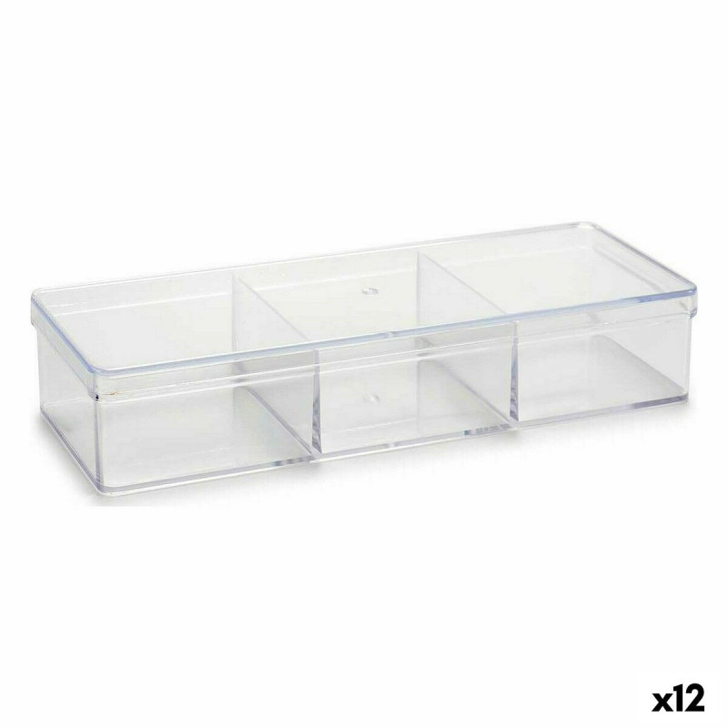 Organiser Transparent Plastic 20 x 3,5 x 7 cm (12 Units)