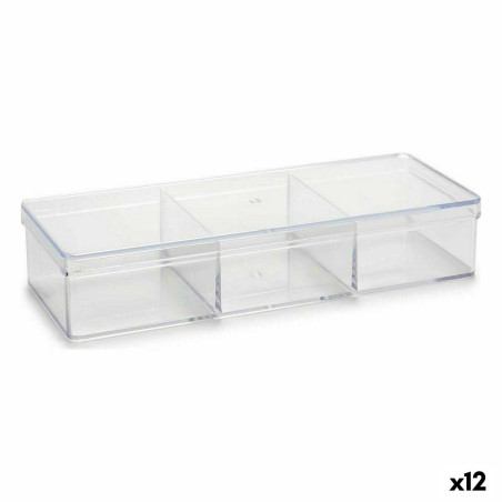 Organiser Transparent Plastic 20 x 3,5 x 7 cm (12 Units)