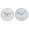 Wall Clock DKD Home Decor Blue Pink Wood Metal Plastic MDF Wood Children's Bird 24 x 3 x 24 cm (2 Units)