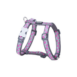 Dog Harness Red Dingo STYLE HOT PINK ON COOL GREY 36-54 cm 30-48 cm