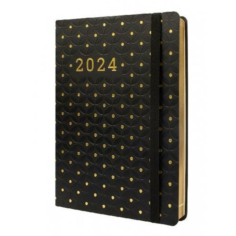 Diary Finocam Flexy Joy Dotts 2024 Black Golden A5 14,8 x 21 cm