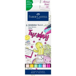 Set of Felt Tip Pens Faber-Castell Goldfaber Sketch - Kawaii Double 6 Pieces