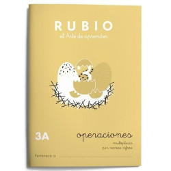 Maths exercise book Rubio Nº 3A A5 Spanish 20 Sheets (10 Units)