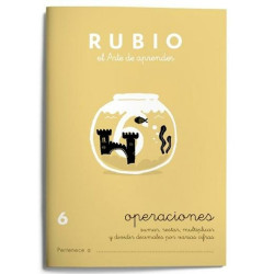 Maths exercise book Rubio Nº 6 A5 Spanish 20 Sheets (10 Units)