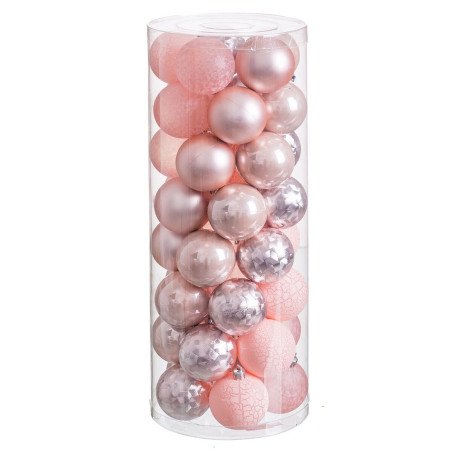 Christmas Baubles Pink Plastic 6 x 6 x 6 cm (40 Units)