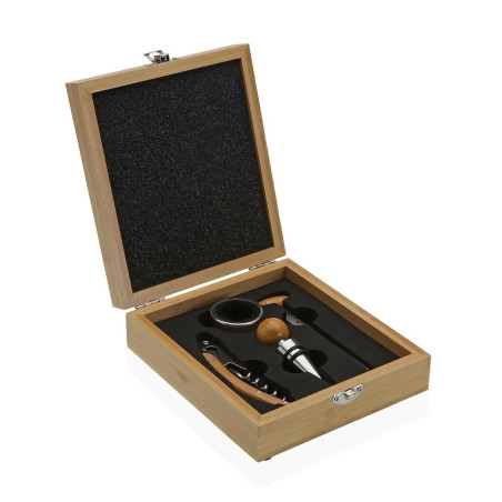 Set of Wine Accessories Versa Bamboo Steel