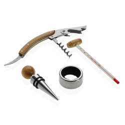 Set of Wine Accessories Versa Bamboo Steel