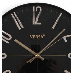 Wall Clock Versa Black Golden Plastic Quartz 4,3 x 30 x 30 cm