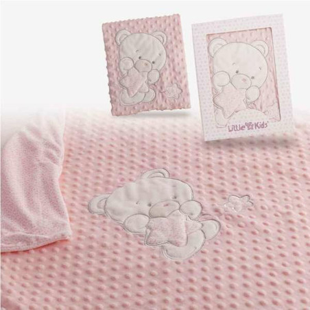 Baby blanket Bear Pink Embroidery Double