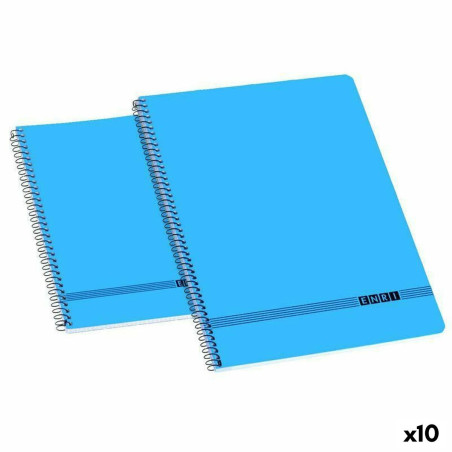 Notebook ENRI Soft cover Blue 80 Sheets 4 mm Quarto (10 Units)