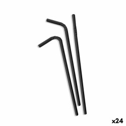 Straws Algon Cardboard Black 25 Pieces 24 Units