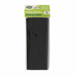 Straws Algon Cardboard Black 25 Pieces 24 Units