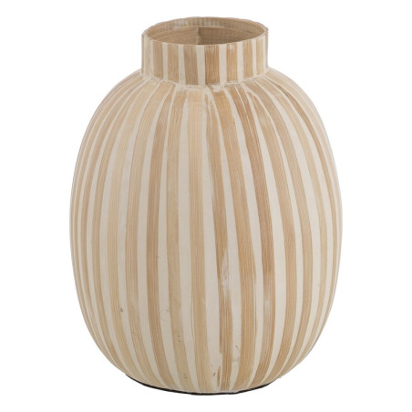 Vase White Beige Bamboo 22 x 22 x 28 cm