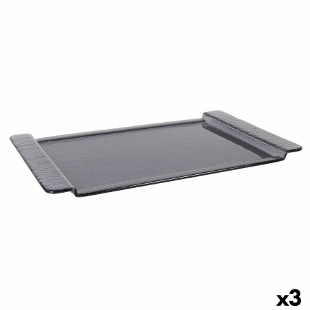 Tray Inde Black Glass 53 x 32,5 cm (3 Units)