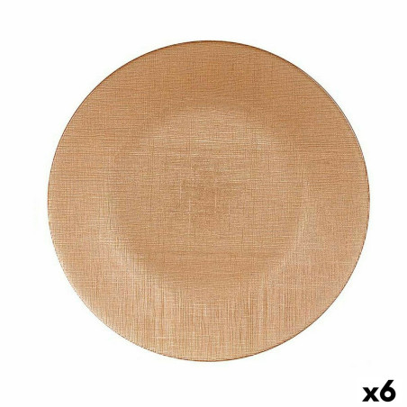 Flat Plate Golden Glass Ø 32 cm (6 Units)