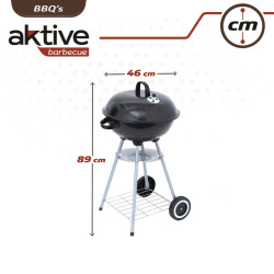 Coal Barbecue with Wheels Aktive Enamelled Metal 46 x 89 x 46 cm Black