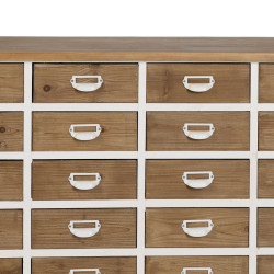 Chest of drawers White Beige Iron Fir wood 120,5 x 35 x 88 cm