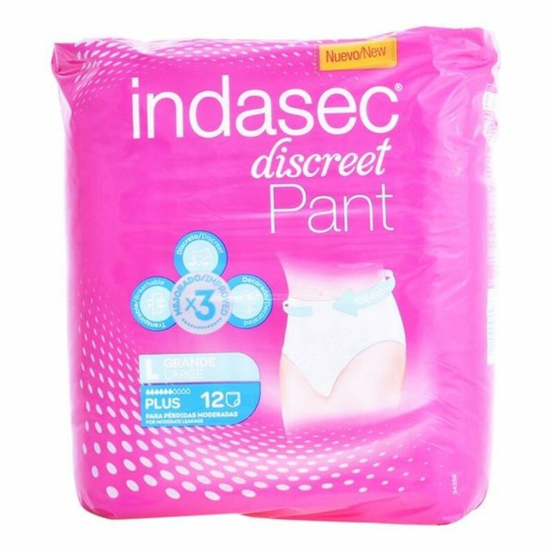 Incontinence Nappies Pant Plus Talla Grande Indasec 3821862 (12 uds)