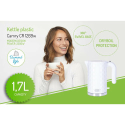 Kettle Adler White Plastic 2200 W 1,7 L