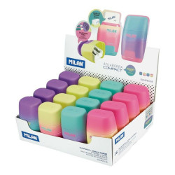 Eraser and Pencil Sharpener Set Milan Compact Sunset Multicolour (16 Units)