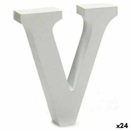 Letter V 2 x 11 cm Wood White (24 Units)