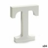 Letter T Wood White (2 x 16 x 14,5 cm) (24 Units)