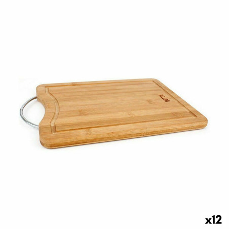 Cutting board Quttin Brown Silver Metal Bamboo 27 x 20 x 1,5 cm (12 Units)