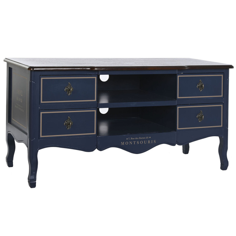 TV furniture DKD Home Decor Brown Navy Blue Paolownia wood 120 x 48 x 60 cm