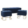 Bench DKD Home Decor   Blue Metal Velvet (110 x 40 x 47 cm)