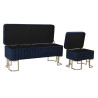 Bench DKD Home Decor   Blue Metal Velvet (110 x 40 x 47 cm)