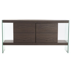 Sideboard DKD Home Decor Crystal Brown Transparent Walnut 160 x 45 x 80 cm MDF Wood