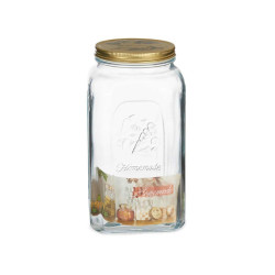 Jar Homemade Transparent Golden Metal Glass 3 L 13 x 25 x 13 cm (6 Units)