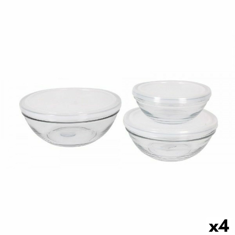 Set of bowls Duralex Lys With lid 3 Pieces (4 Units)