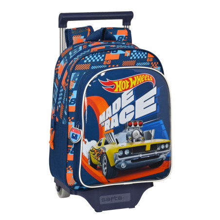 School Rucksack with Wheels Hot Wheels Speed club Orange (27 x 33 x 10 cm)