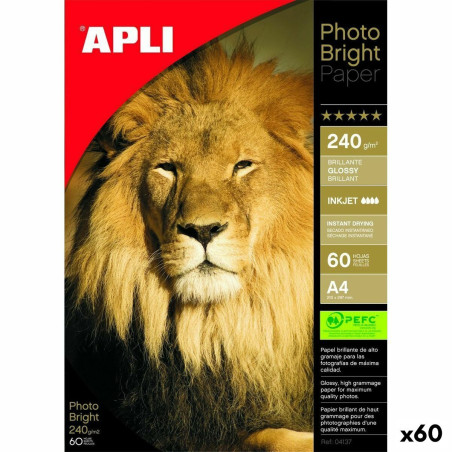 Glossy Photo Paper Apli Inkjet 60 Sheets A4