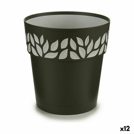 Self-watering flowerpot Stefanplast Cloe Anthracite Plastic 19 x 19 x 19 cm (12 Units)