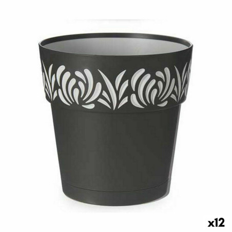 Self-watering flowerpot Stefanplast Gaia Anthracite Plastic 19 x 19 x 19 cm (12 Units)