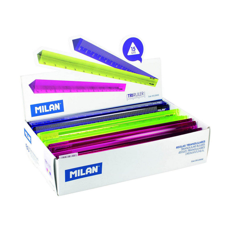 Ruler Milan Multicolour Triangular 60 Pieces Flexible 15 cm