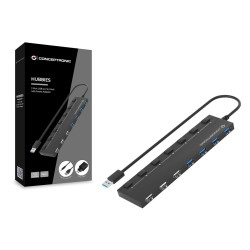 USB Hub Conceptronic HUBBIES09BP Black 7-in-1