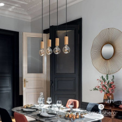 Ceiling Light Atmosphera Ays 110 x 100 x 6 cm Black Metal Wood 240 V 25 W 220-240 V