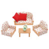 Dolls House Accessories Sylvanian Families Sofa + 2 Armchairs + Table