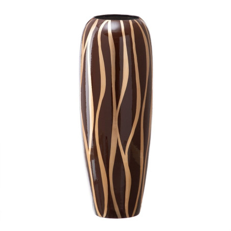 Vase Zebra Ceramic Golden Brown 18 x 18 x 48 cm