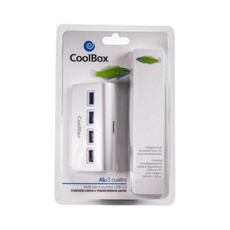 USB Hub CoolBox COO-HU4ALU3 Aluminium (4 Ports)