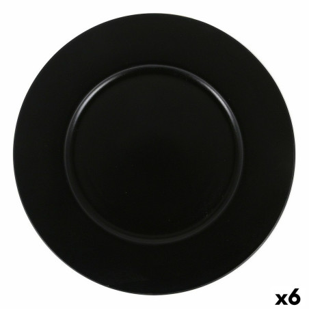 Flat Plate Viejo Valle Neat Black Porcelain Ø 28 cm (6 Units)