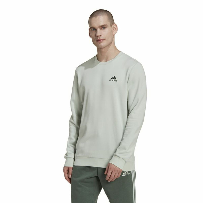 Men’s Sweatshirt without Hood Adidas  Essentials Light grey White