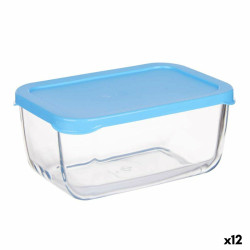 Lunch box SNOW BOX Blue Transparent Glass Polyethylene 790 ml (12 Units)