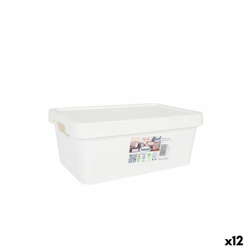 Storage Box with Lid Tontarelli Maya White 4,2 L 28 x 18 x 11,2 cm (12 Units)