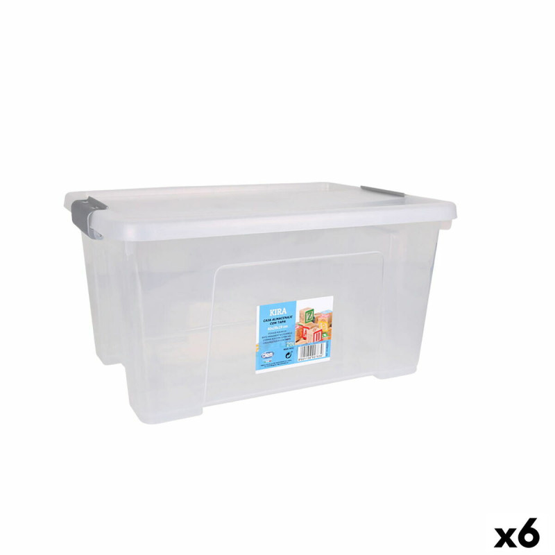 Storage Box with Lid Dem Kira Plastic Transparent 20 L 40 x 28 x 26 cm (6 Units)