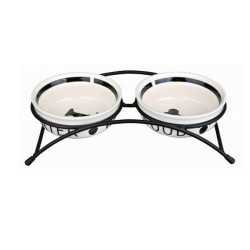 Pet feeding dish Trixie 24640 Double White Black Ceramic 0,25 L