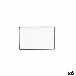 Snack tray Quid Gastro White Black Ceramic 20 x 13 x 2 cm (6 Units)